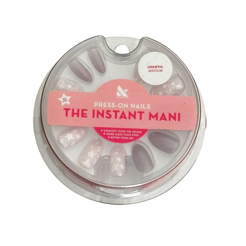 Olive & June The Instant Mani Press-On Nails Purple Star Pattern Medium Round